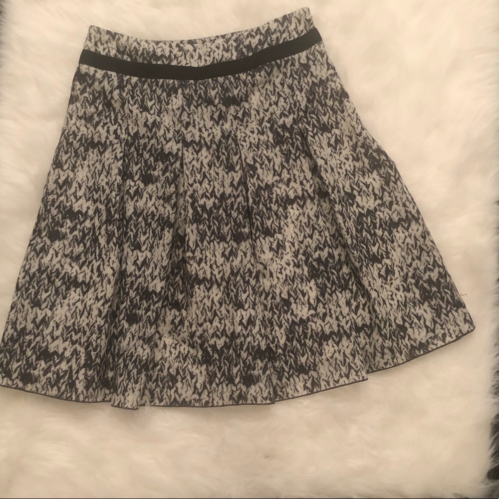 Paule Ka Grey and White pleated wool skirt